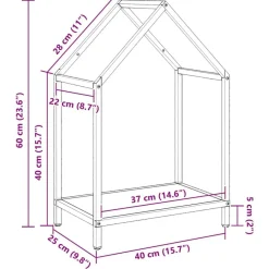 vidaXL Leñero 40x25x60 cm Acero laminado en frío Blanco Clearance