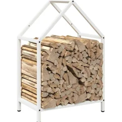 vidaXL Leñero 40x25x60 cm Acero laminado en frío Blanco Clearance