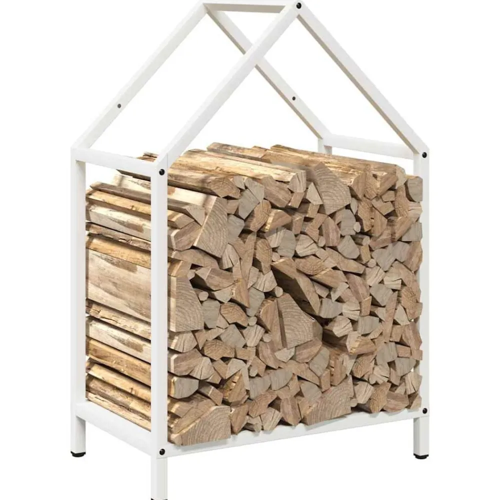 vidaXL Leñero 40x25x60 cm Acero laminado en frío Blanco Clearance