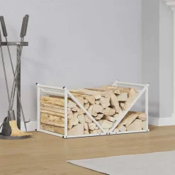 vidaXL Leñero 70x43x34,5 cm Acero laminado en frío Blanco