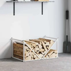 vidaXL Leñero 70x43x34,5 cm Acero laminado en frío Blanco