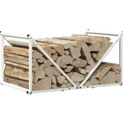 vidaXL Leñero 70x43x34,5 cm Acero laminado en frío Blanco