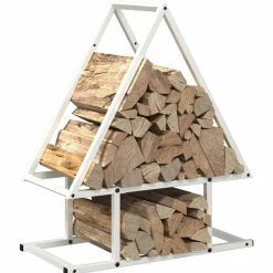 vidaXL Leñero 50x25x60 cm Acero laminado en frío Blanco Best