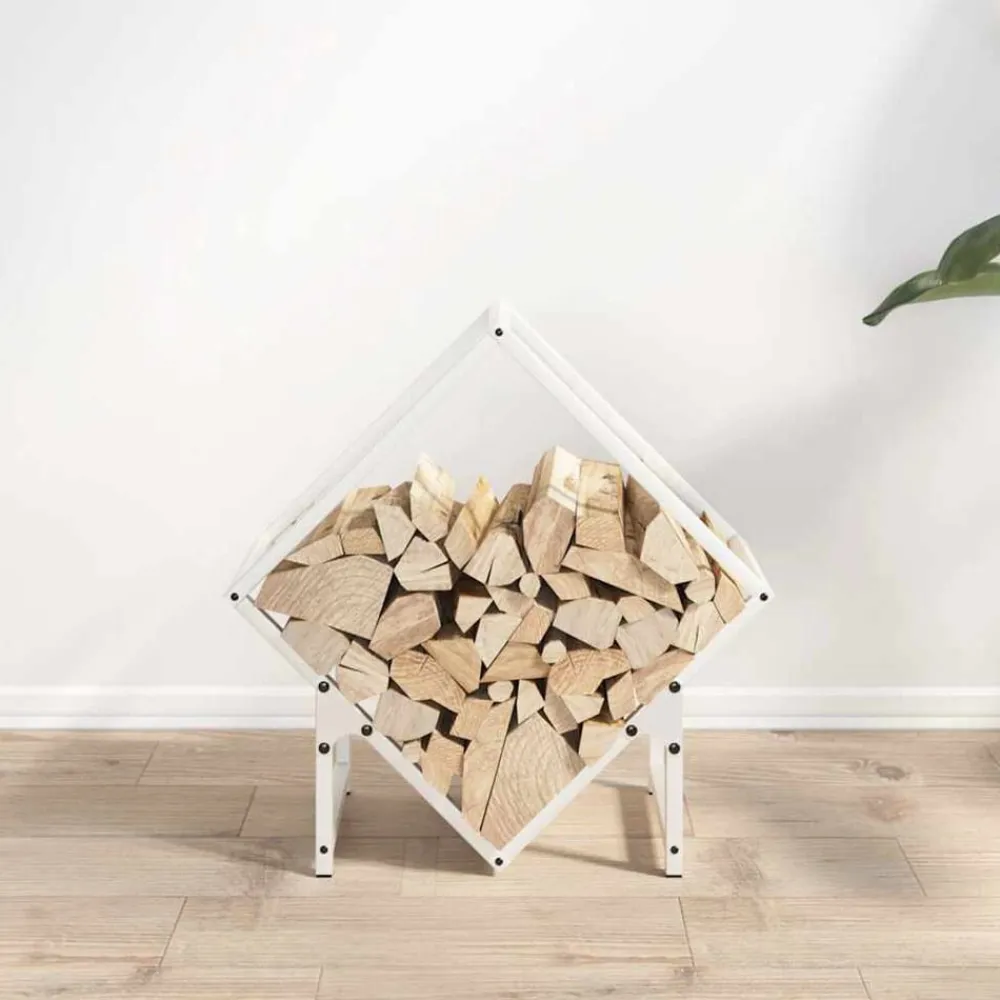 vidaXL Leñero 50x25x50 cm Acero laminado en frío Blanco Online