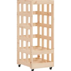 vidaXL Leñero con ruedas madera maciza de pino 40x49x110 cm Natural Discount