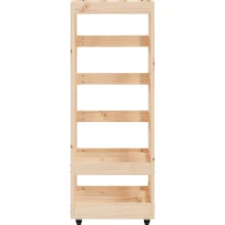 vidaXL Leñero con ruedas madera maciza de pino 40x49x110 cm Natural Discount