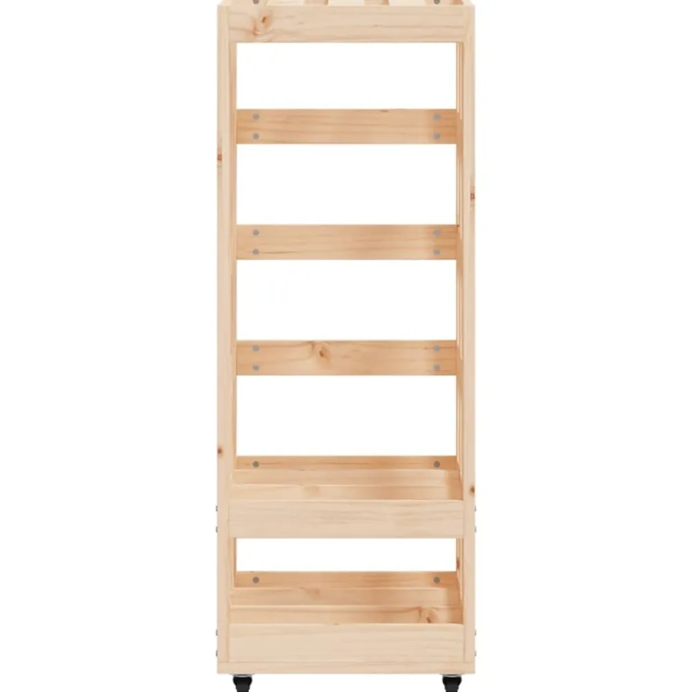 vidaXL Leñero con ruedas madera maciza de pino 40x49x110 cm Natural Discount