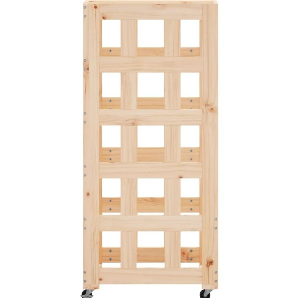 vidaXL Leñero con ruedas madera maciza de pino 40x49x110 cm Natural Discount