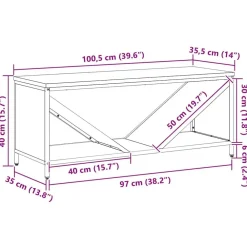 vidaXL Leñero con tablero de madera 100,5x35,5x40 cm Antracita New
