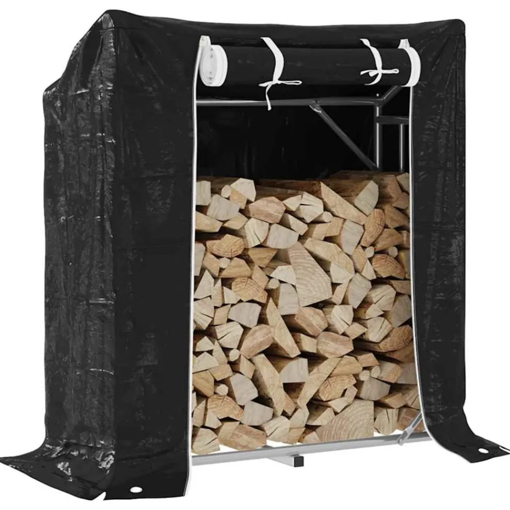 vidaXL Accesorios Para Hornos De Leña Y Chimeneas-Leñero cubierta lluvia 100,5x40,5x110,5 cm acero galvanizado