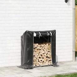 vidaXL Accesorios Para Hornos De Leña Y Chimeneas-Leñero cubierta lluvia 100,5x40,5x110,5 cm acero galvanizado