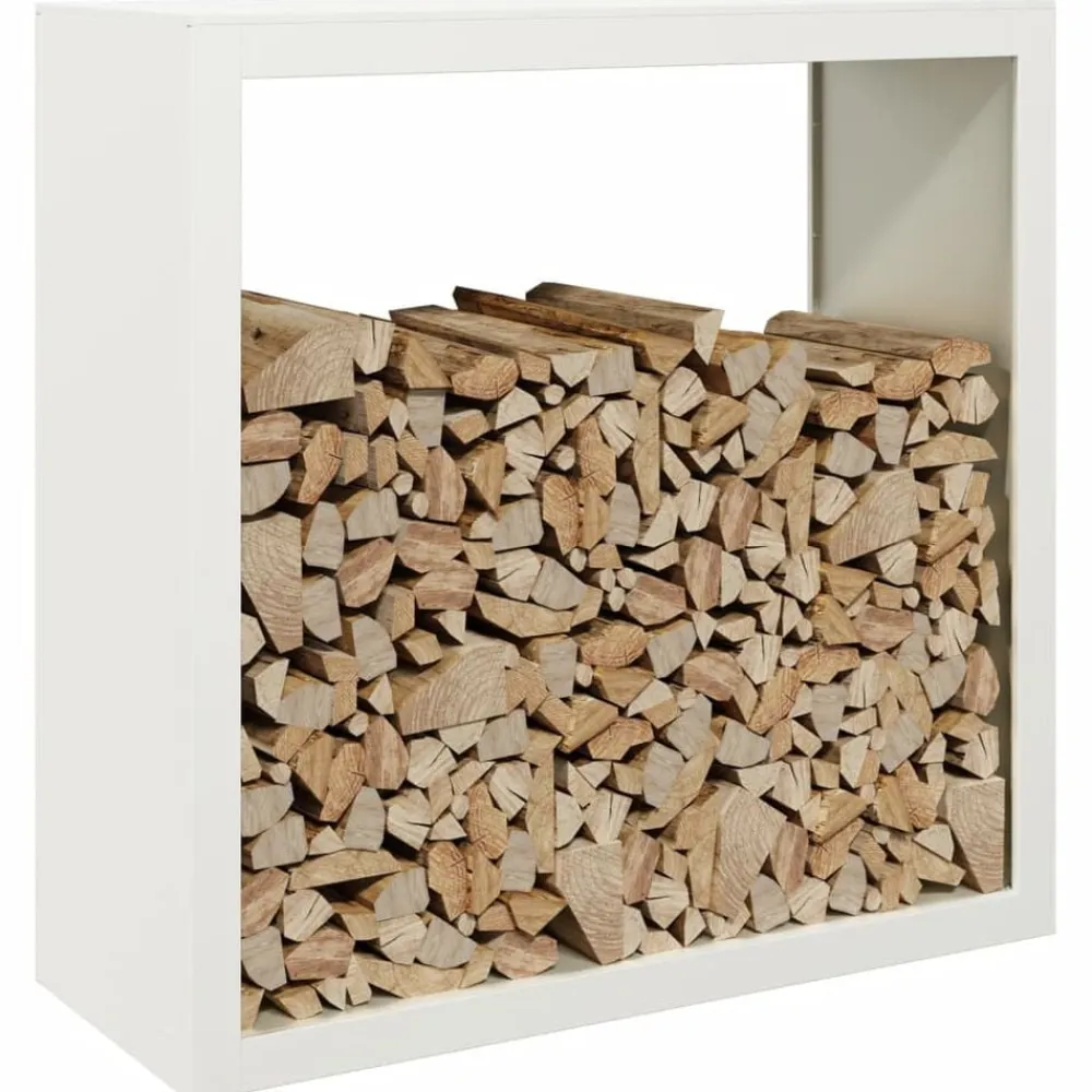 vidaXL Leñero de acero blanco 100x40x100 cm Acero/Blanco Online
