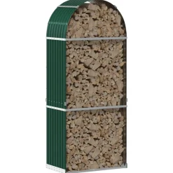 vidaXL Accesorios Para Hornos De Leña Y Chimeneas-Leñero de acero galvanizado 80x45x190 cm
