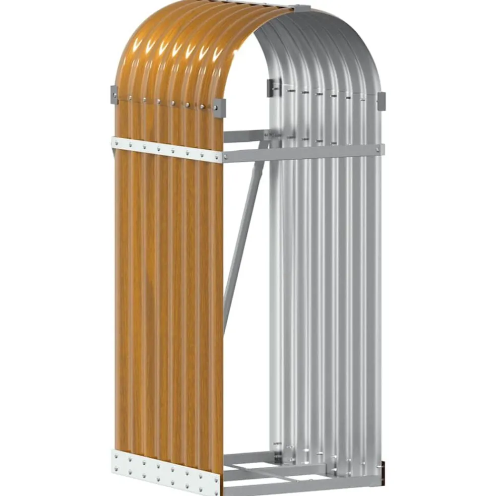 vidaXL Leñero de acero galvanizado acabado de madera 40x45x100 cm Apariencia de madera Hot
