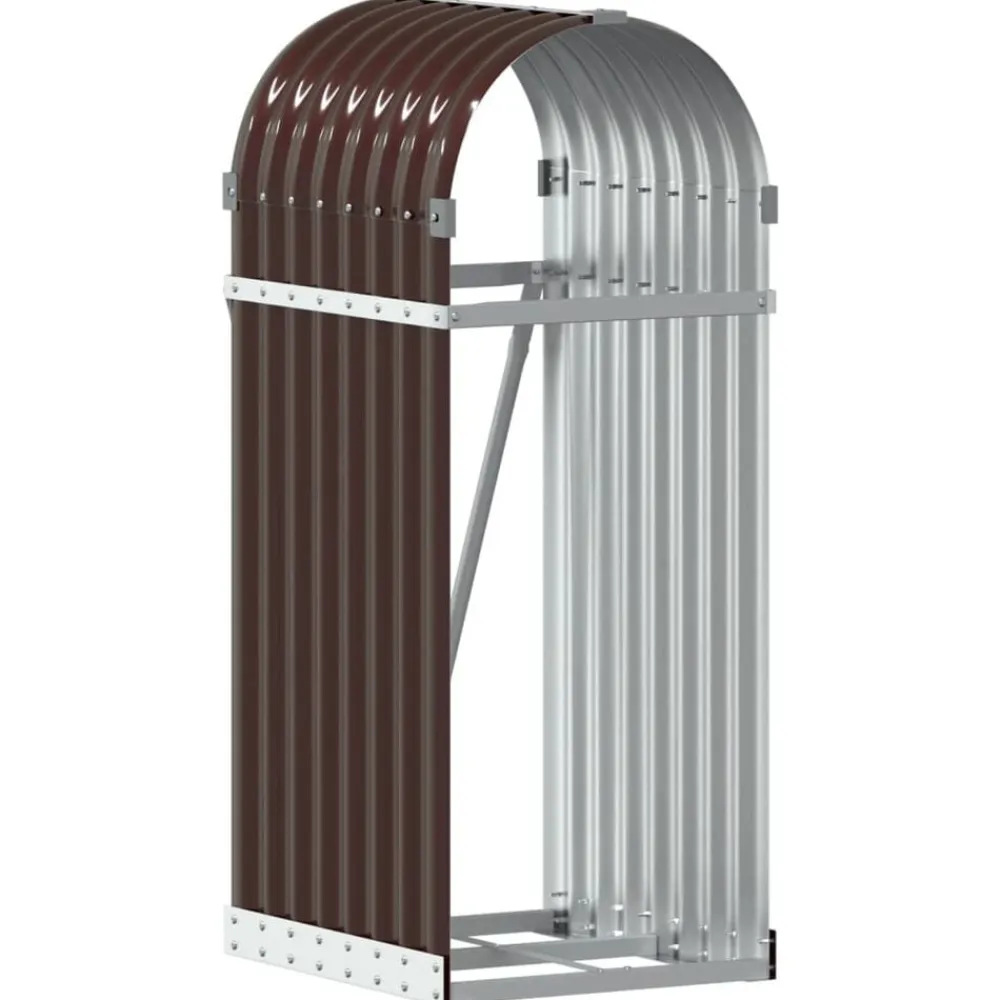 vidaXL Accesorios Para Hornos De Leña Y Chimeneas-Leñero de acero galvanizado marrón 40x45x100 cm