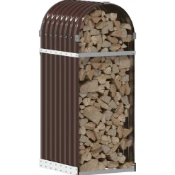 vidaXL Accesorios Para Hornos De Leña Y Chimeneas-Leñero de acero galvanizado marrón 40x45x100 cm