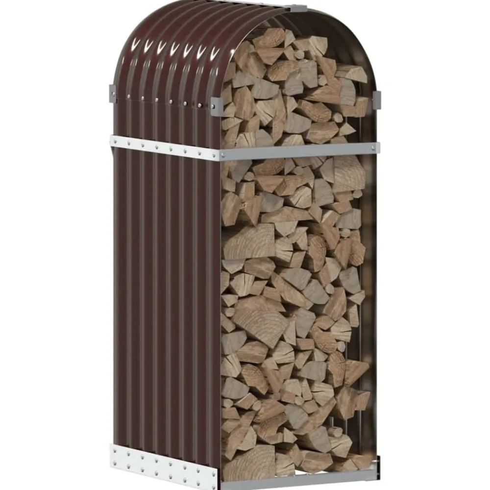 vidaXL Accesorios Para Hornos De Leña Y Chimeneas-Leñero de acero galvanizado marrón 40x45x100 cm