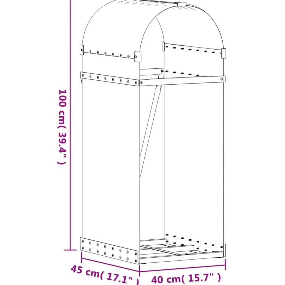 vidaXL Accesorios Para Hornos De Leña Y Chimeneas-Leñero de acero galvanizado 40x45x100 cm