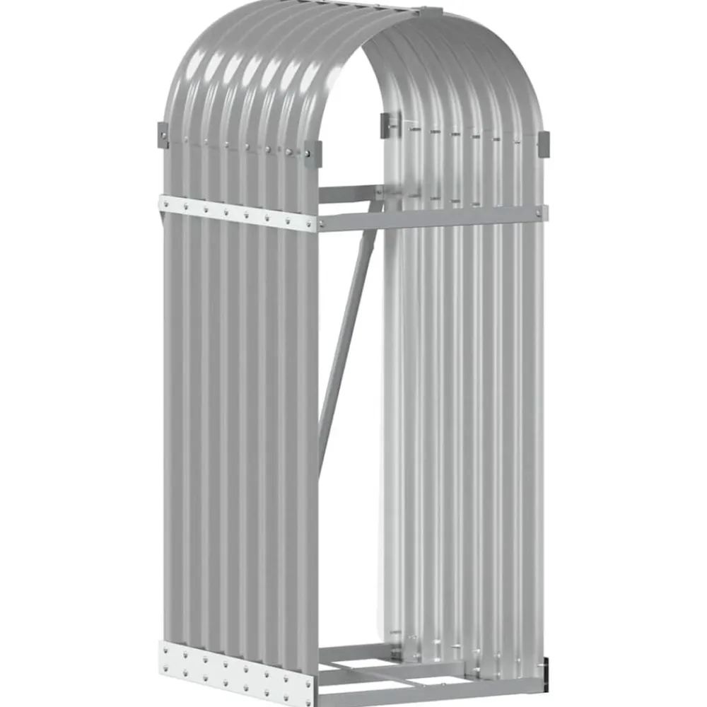 vidaXL Leñero de acero galvanizado 40x45x100 cm Gris claro Outlet