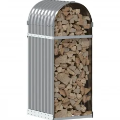 vidaXL Leñero de acero galvanizado 40x45x100 cm Gris claro Outlet
