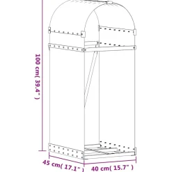 vidaXL Leñero de acero galvanizado 40x45x100 cm Gris claro Outlet