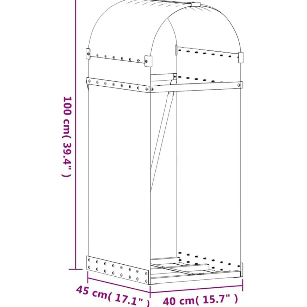 vidaXL Leñero de acero galvanizado 40x45x100 cm Gris claro Outlet