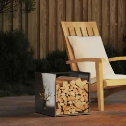 vidaXL Leñero de 40x40x40 cm Acero inoxidable Discount