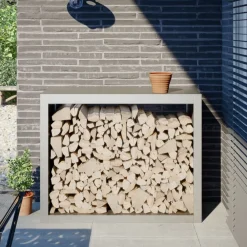 vidaXL Accesorios Para Hornos De Leña Y Chimeneas-Leñero de acero inoxidable 100x40x80 cm