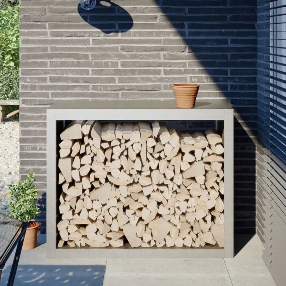 vidaXL Accesorios Para Hornos De Leña Y Chimeneas-Leñero de acero inoxidable 100x40x80 cm