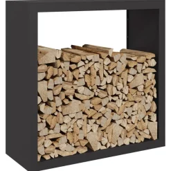 vidaXL Leñero de acero negro 100x40x100 cm Acero/Negro New
