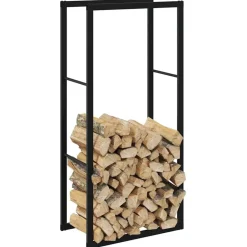 vidaXL Leñero de acero negro 55x30x116 cm Outlet