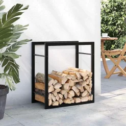 vidaXL Accesorios Para Hornos De Leña Y Chimeneas-Leñero de acero mate 50x28x56 cm