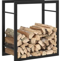 vidaXL Accesorios Para Hornos De Leña Y Chimeneas-Leñero de acero mate 50x28x56 cm