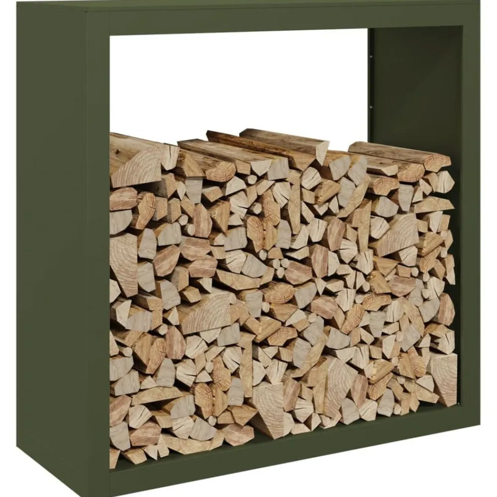 vidaXL Accesorios Para Hornos De Leña Y Chimeneas-Leñero de acero verde 100x40x100 cm