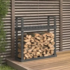 vidaXL Accesorios Para Hornos De Leña Y Chimeneas-Leñero de madera maciza de 110x35x108,5 cm