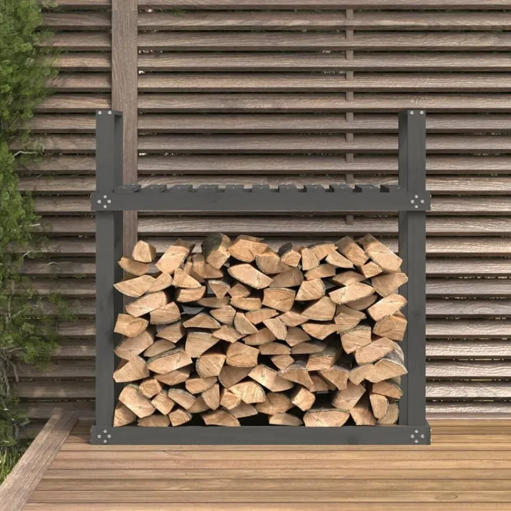 vidaXL Accesorios Para Hornos De Leña Y Chimeneas-Leñero de madera maciza de 110x35x108,5 cm
