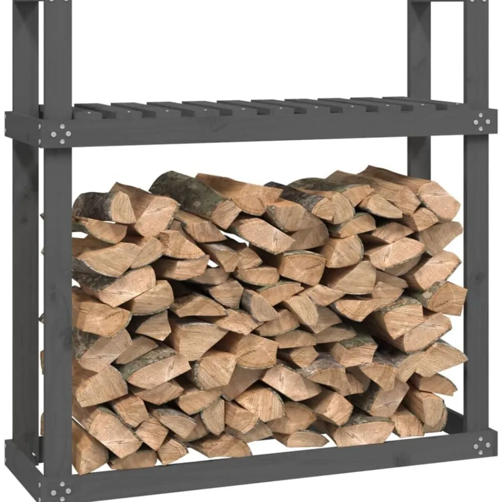 vidaXL Accesorios Para Hornos De Leña Y Chimeneas-Leñero de madera maciza de 110x35x108,5 cm