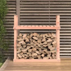 vidaXL Accesorios Para Hornos De Leña Y Chimeneas-Leñero de madera maciza de Douglas 110x35x108,5 cm