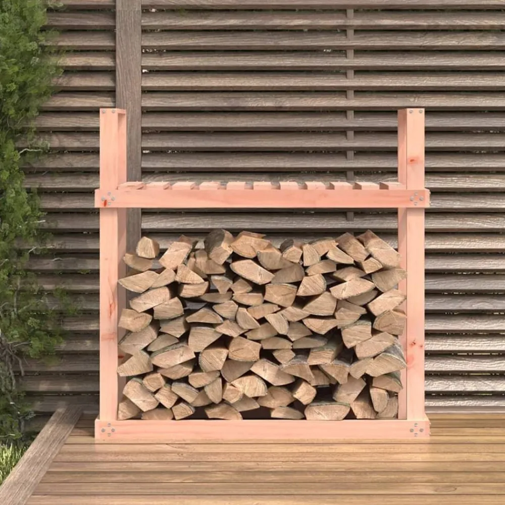vidaXL Accesorios Para Hornos De Leña Y Chimeneas-Leñero de madera maciza de Douglas 110x35x108,5 cm