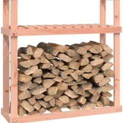 vidaXL Accesorios Para Hornos De Leña Y Chimeneas-Leñero de madera maciza de Douglas 110x35x108,5 cm