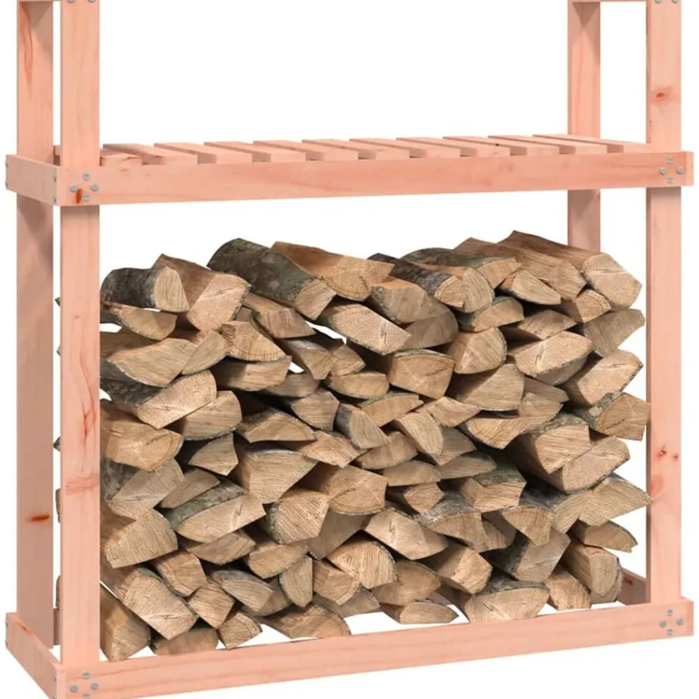 vidaXL Accesorios Para Hornos De Leña Y Chimeneas-Leñero de madera maciza de Douglas 110x35x108,5 cm