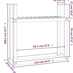 vidaXL Accesorios Para Hornos De Leña Y Chimeneas-Leñero de madera maciza de Douglas 110x35x108,5 cm