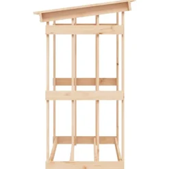 vidaXL Leñero de madera maciza de pino 108x64,5x109 cm Natural Discount