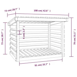 vidaXL Accesorios Para Hornos De Leña Y Chimeneas-Leñero de madera maciza de pino 108x73x79 cm