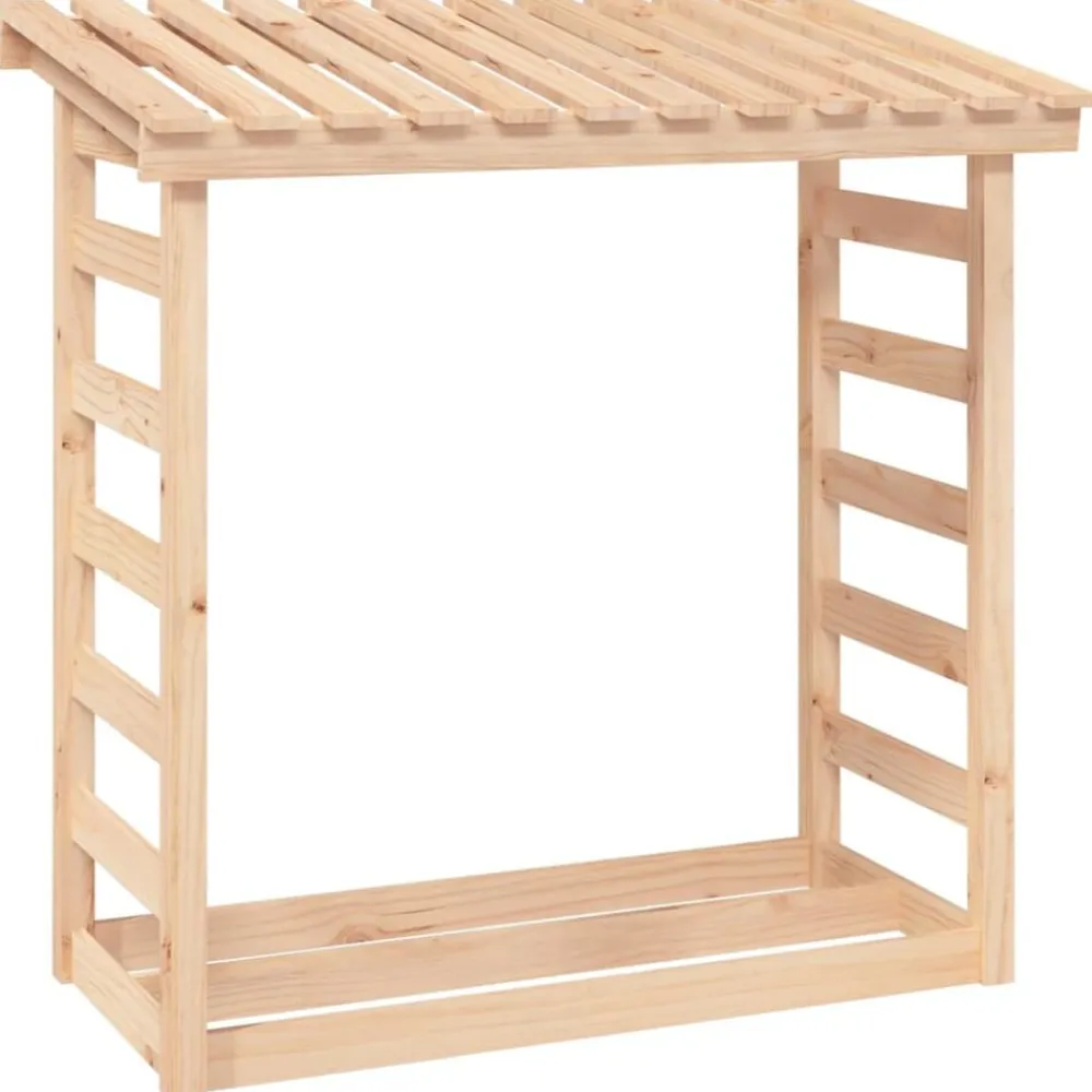 vidaXL Accesorios Para Hornos De Leña Y Chimeneas-Leñero de madera maciza de pino 108x64,5x110 cm