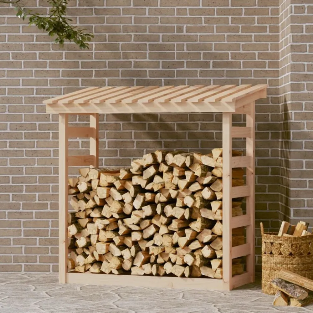 vidaXL Accesorios Para Hornos De Leña Y Chimeneas-Leñero de madera maciza de pino 108x64,5x110 cm