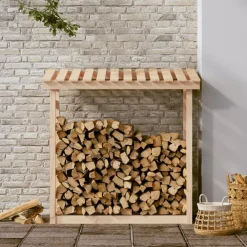 vidaXL Accesorios Para Hornos De Leña Y Chimeneas-Leñero de madera maciza de pino 108x64,5x110 cm