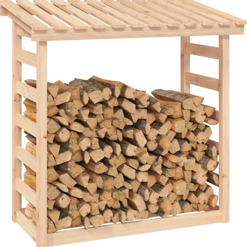 vidaXL Accesorios Para Hornos De Leña Y Chimeneas-Leñero de madera maciza de pino 108x64,5x110 cm