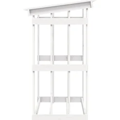 vidaXL Leñero de madera maciza de pino 108x64,5x109 cm Blanco Discount