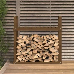 vidaXL Accesorios Para Hornos De Leña Y Chimeneas-Leñero de madera maciza pino marrón miel 110x35x108,5 cm